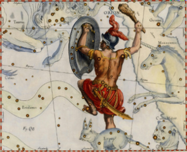 'La costellazione di Orione', Uranographia di Johannes Hevelius, 1690