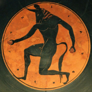 Una raffigurazione del Minotauro, kylix del 515 a.C.