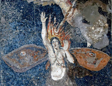 Un affresco a Pompei raffigurante Orione che ascende al cielo e diventa una costellazione